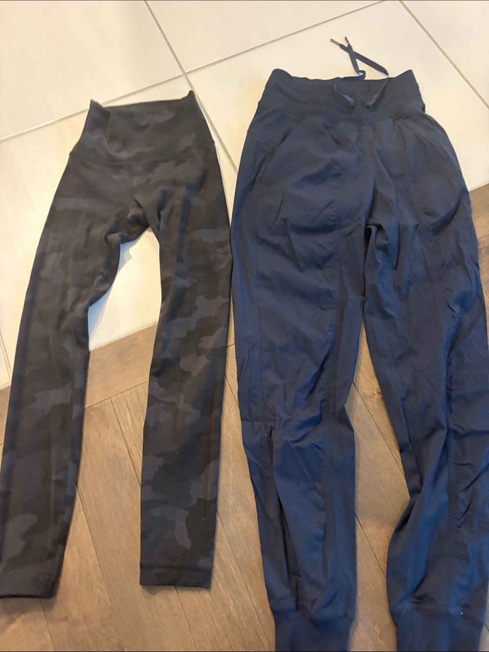 lululemon athletica Black Camo Leggings & Navy Jogger Pants